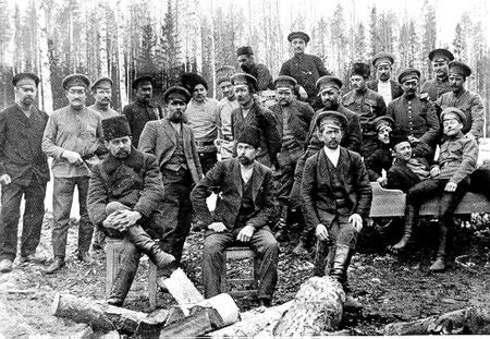 Mennonite men at the Anadol forestry station.